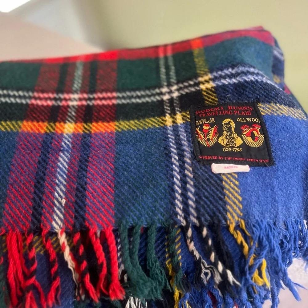VNTG Wool Blanket Robert Burns Travelling Plaid All Wool Made/ Scotland 57x65